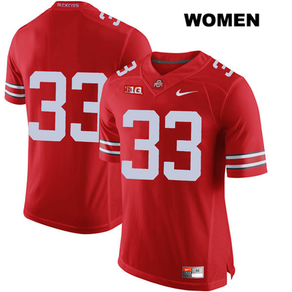 Ohio State Buckeyes Women's Dante Booker #33 Red Authentic Nike No Name College NCAA Stitched Football Jersey RX19D66ZY